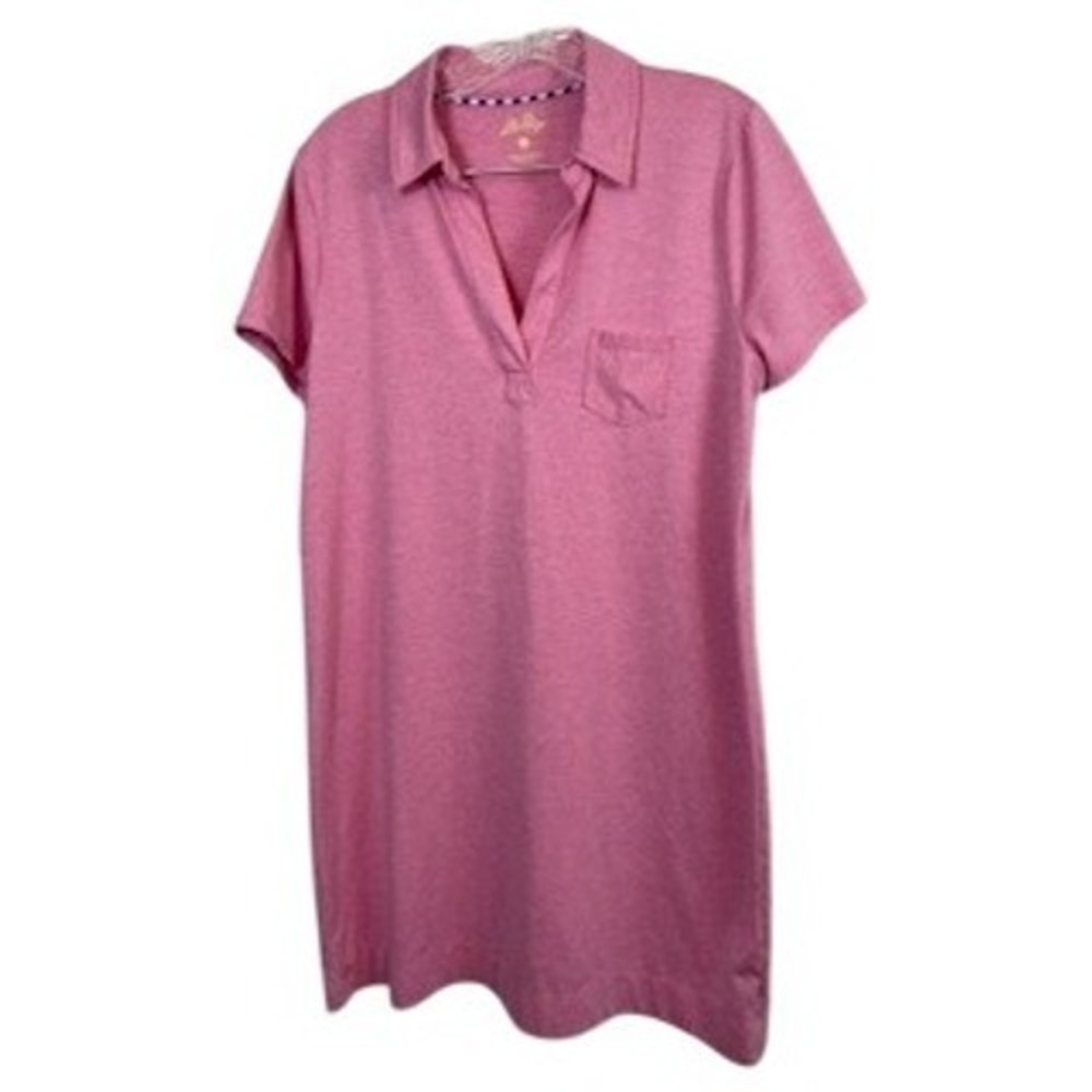 Lilly Pulitzer Pink Heather‎ Polo Dress Short Sleeve Casual Comfy Sz L